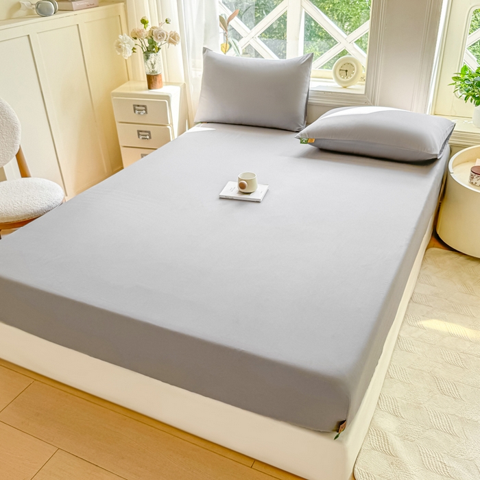 91家纺网 家纺一手货源 找家纺 凡客家居 2025新款全棉纯色简约床笠系列 雅灰