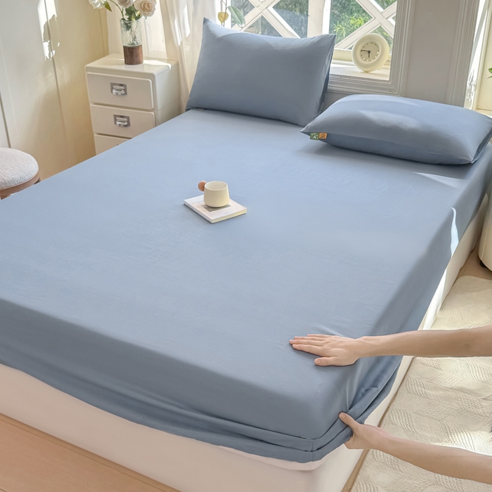 凡客家居 2025新款全棉纯色简约床笠系列 蔚蓝