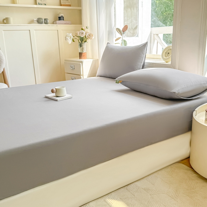 91家纺网 家纺一手货源 找家纺 凡客家居 2025新款全棉纯色简约床笠系列 雅灰