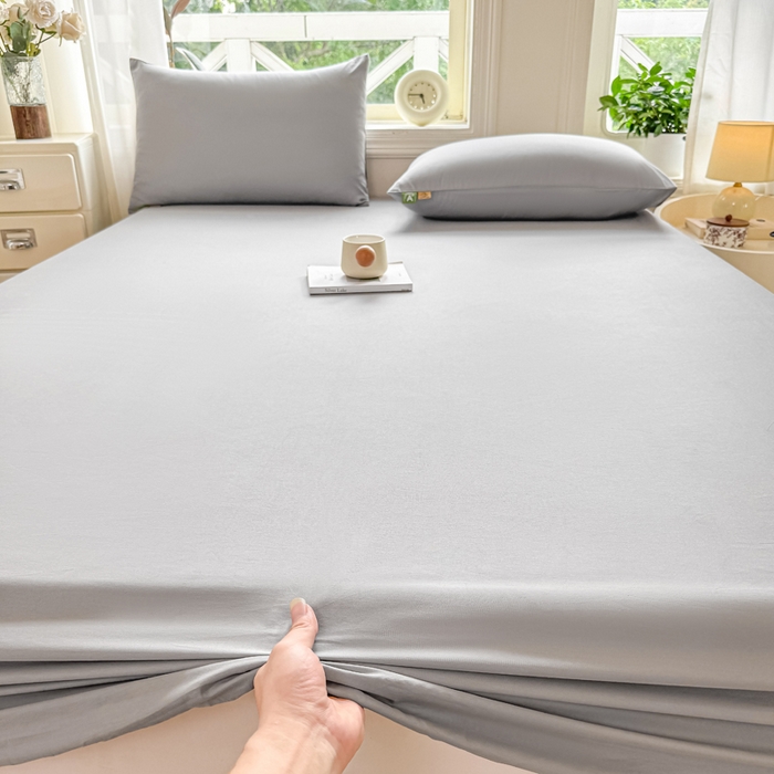 91家纺网 家纺一手货源 找家纺 凡客家居 2025新款全棉纯色简约床笠系列 雅灰