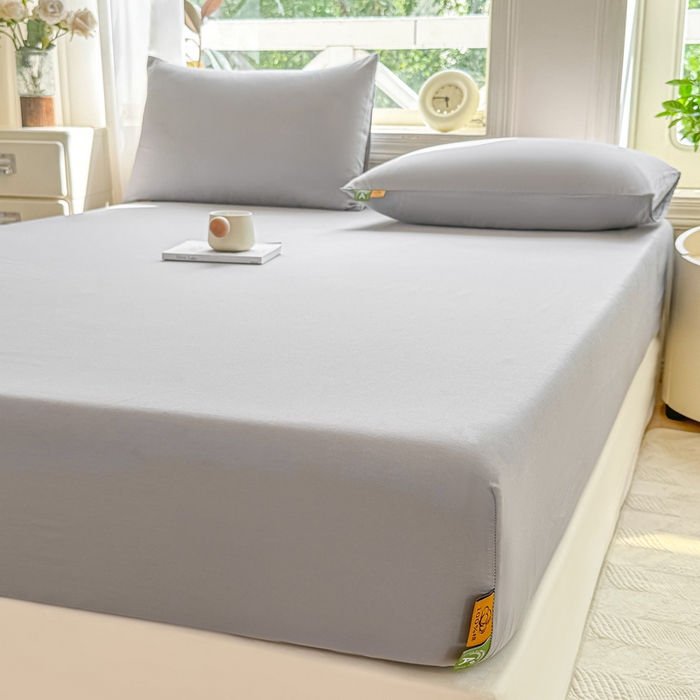 91家纺网 家纺一手货源 找家纺 凡客家居 2025新款全棉纯色简约床笠系列 雅灰