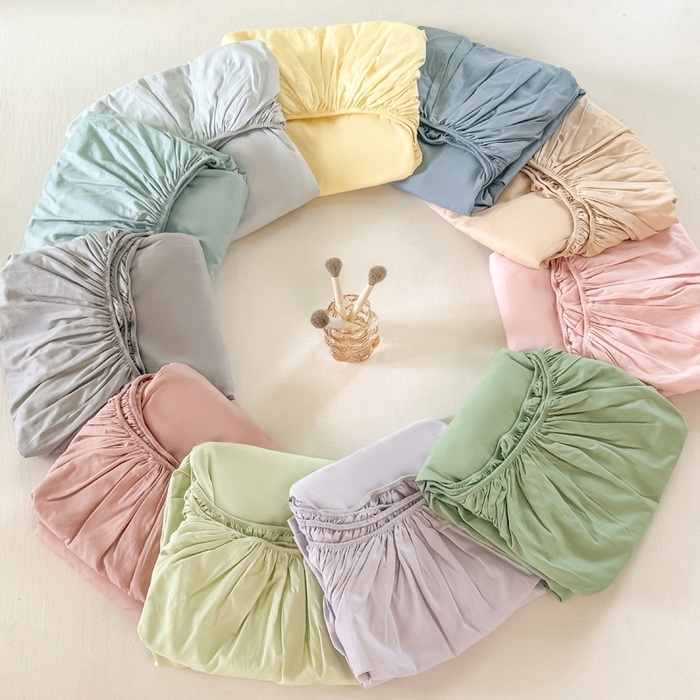 91家纺网 家纺一手货源 找家纺 凡客家居 2025新款全棉纯色简约床笠系列 组合图