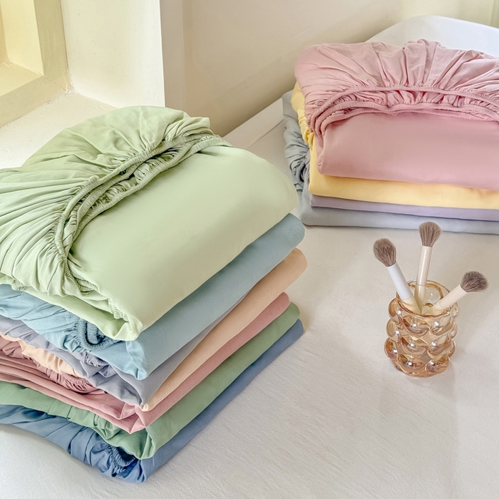 91家纺网 家纺一手货源 找家纺 凡客家居 2025新款全棉纯色简约床笠系列 组合图