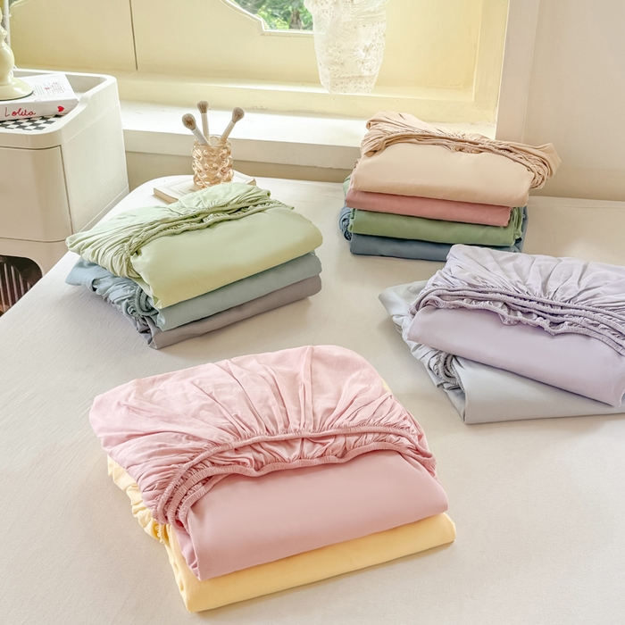 91家纺网 家纺一手货源 找家纺 凡客家居 2025新款全棉纯色简约床笠系列 组合图