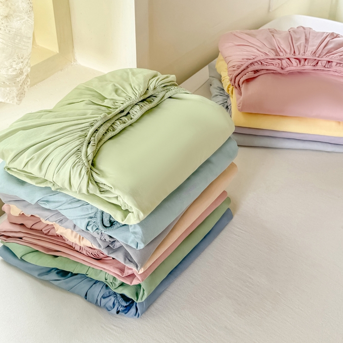 91家纺网 家纺一手货源 找家纺 凡客家居 2025新款全棉纯色简约床笠系列 组合图