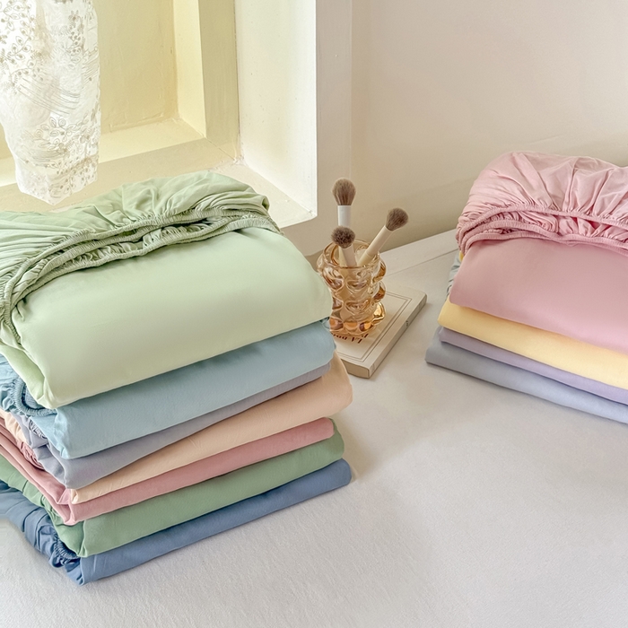 91家纺网 家纺一手货源 找家纺 凡客家居 2025新款全棉纯色简约床笠系列 组合图