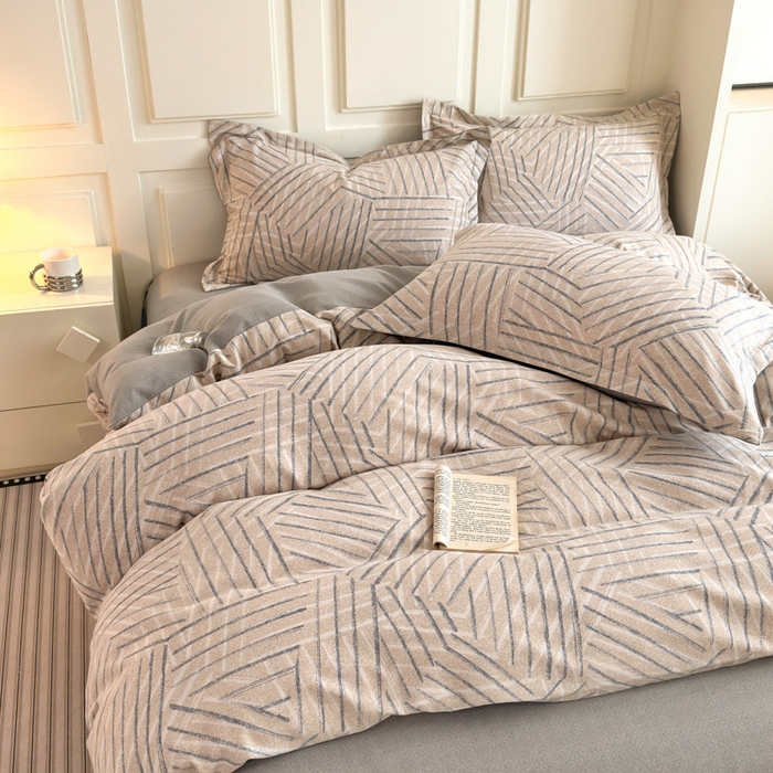 91家纺网 家纺一手货源 找家纺 曼之夏 2025新款原棉加厚磨毛印花四件套 眠时光