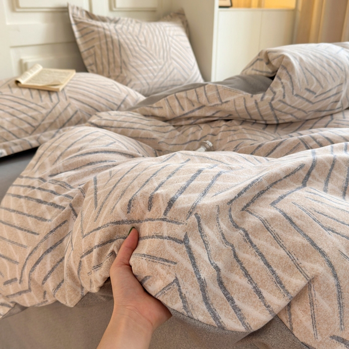 91家纺网 家纺一手货源 找家纺 曼之夏 2025新款原棉加厚磨毛印花四件套 眠时光