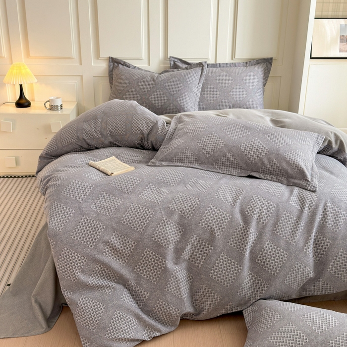 91家纺网 家纺一手货源 找家纺 曼之夏 2025新款原棉加厚磨毛印花四件套 轻奢生活