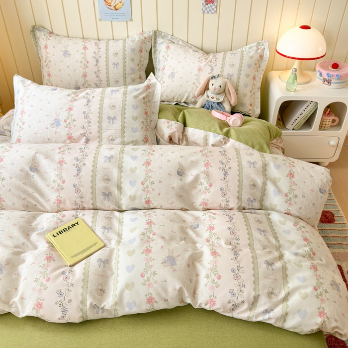 91家纺网 家纺一手货源 找家纺 曼之夏 2025新款原棉加厚磨毛印花四件套 闲趣时光