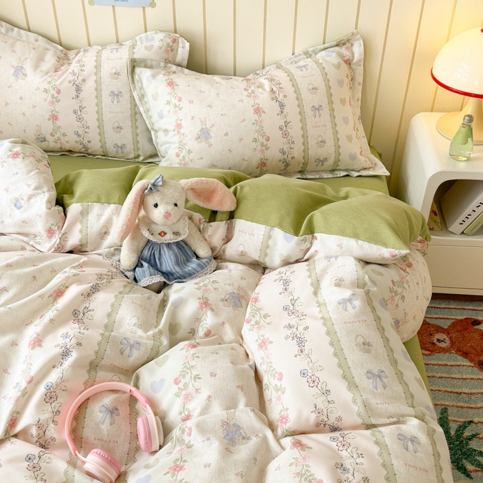 91家纺网 家纺一手货源 找家纺 曼之夏 2025新款原棉加厚磨毛印花四件套 闲趣时光