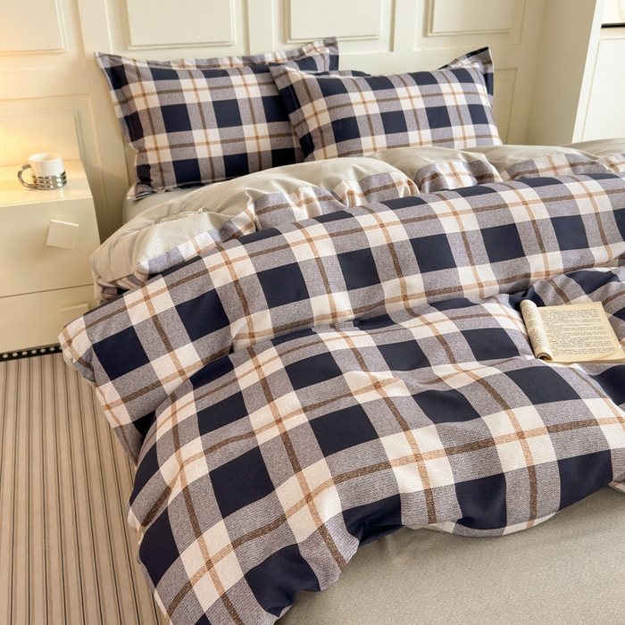 91家纺网 家纺一手货源 找家纺 曼之夏 2025新款原棉加厚磨毛印花四件套 意林（兰）