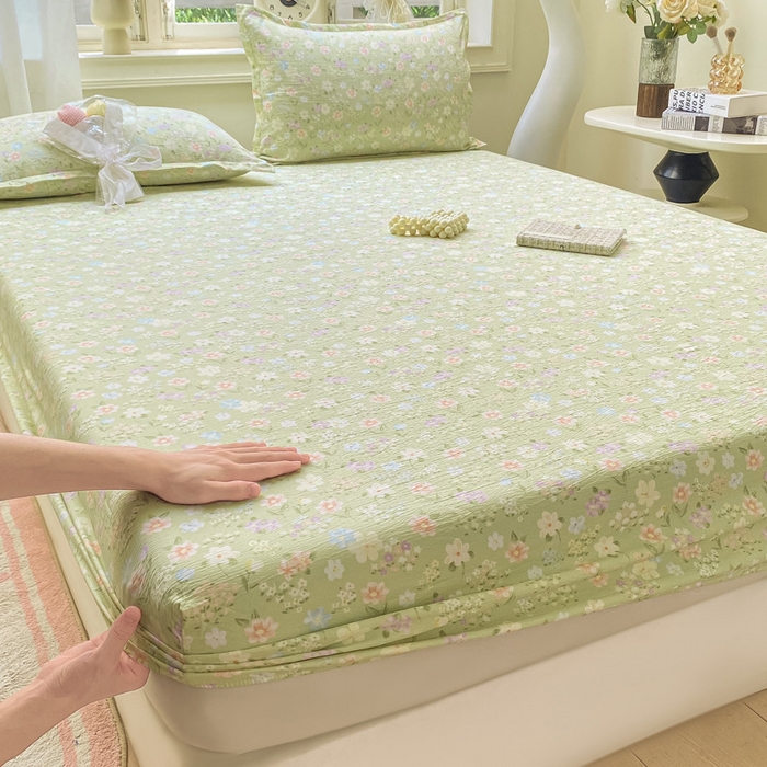 91家纺网 家纺一手货源 找家纺 丝芙妮家居（原乐视家纺） 2026新款A类皱皱纱亲肤木棉床笠-系列二初夏