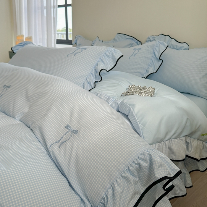 91家纺网 家纺一手货源 找家纺 （总）优悦生活馆 2025新款水洗棉刺绣四件套-可可花园