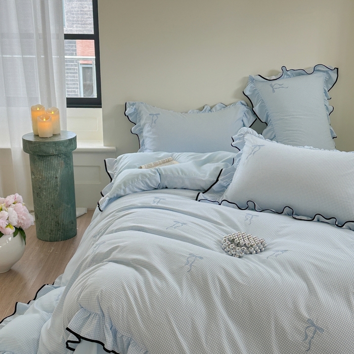 91家纺网 家纺一手货源 找家纺 （总）优悦生活馆 2025新款水洗棉刺绣四件套-可可花园