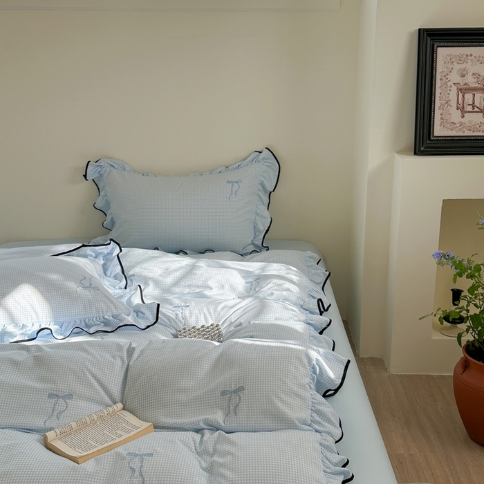 91家纺网 家纺一手货源 找家纺 （总）优悦生活馆 2025新款水洗棉刺绣四件套-可可花园