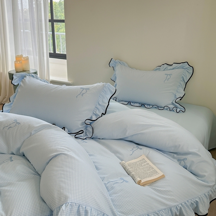 91家纺网 家纺一手货源 找家纺 （总）优悦生活馆 2025新款水洗棉刺绣四件套-可可花园