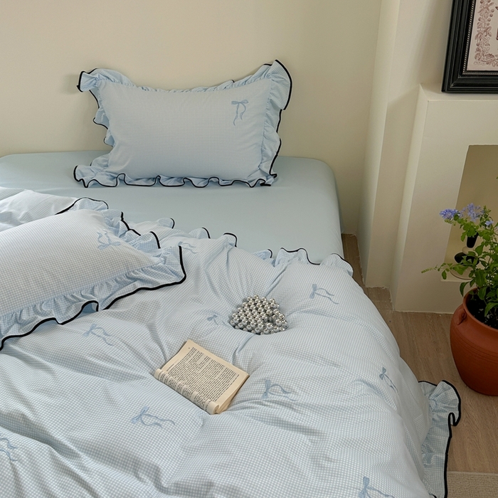 91家纺网 家纺一手货源 找家纺 （总）优悦生活馆 2025新款水洗棉刺绣四件套-可可花园