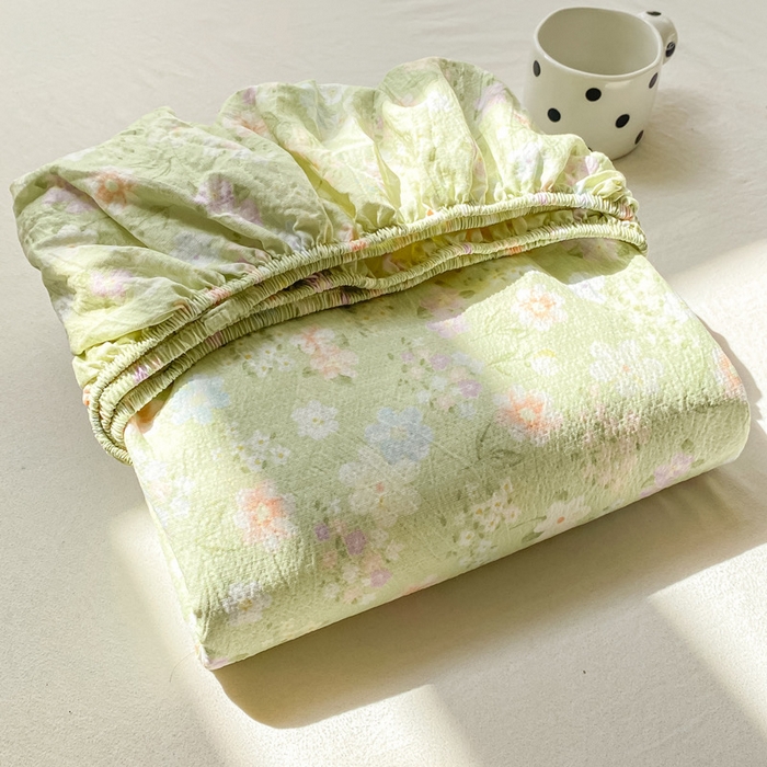 91家纺网 家纺一手货源 找家纺 丝芙妮家居（原乐视家纺） 2026新款A类皱皱纱亲肤木棉床笠-系列二初夏