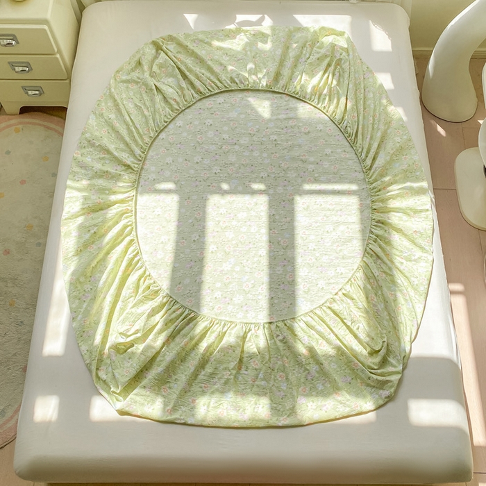 91家纺网 家纺一手货源 找家纺 丝芙妮家居（原乐视家纺） 2026新款A类皱皱纱亲肤木棉床笠-系列二初夏