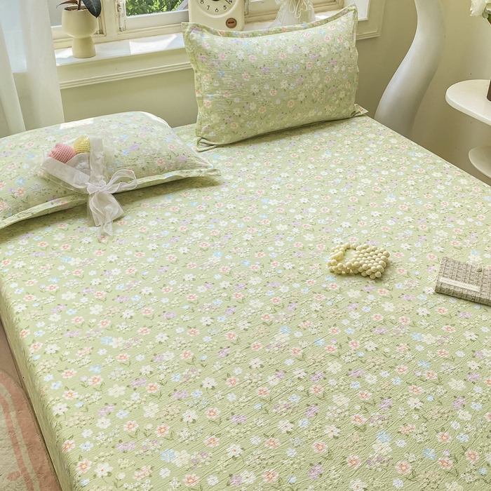 91家纺网 家纺一手货源 找家纺 丝芙妮家居（原乐视家纺） 2026新款A类皱皱纱亲肤木棉床笠-系列二初夏