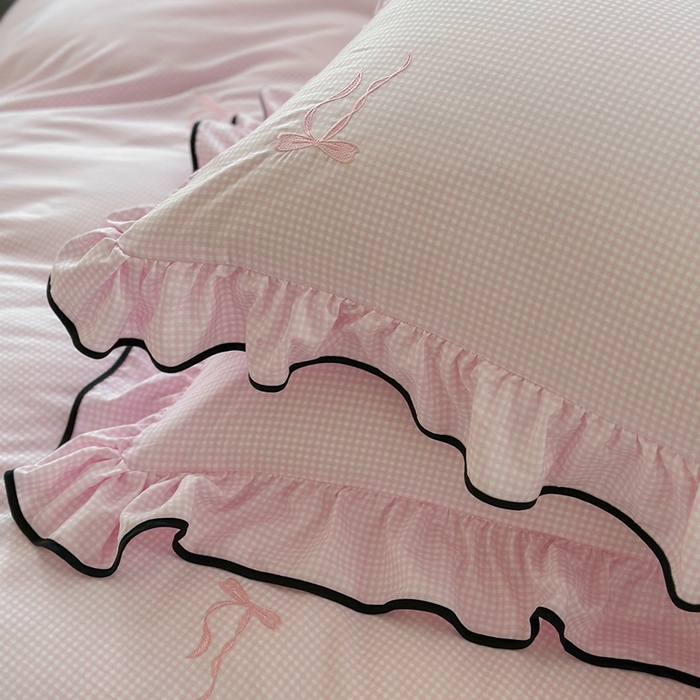 91家纺网 家纺一手货源 找家纺 优悦生活馆 2025新款水洗棉刺绣四件套-可可花园 可可花园-粉