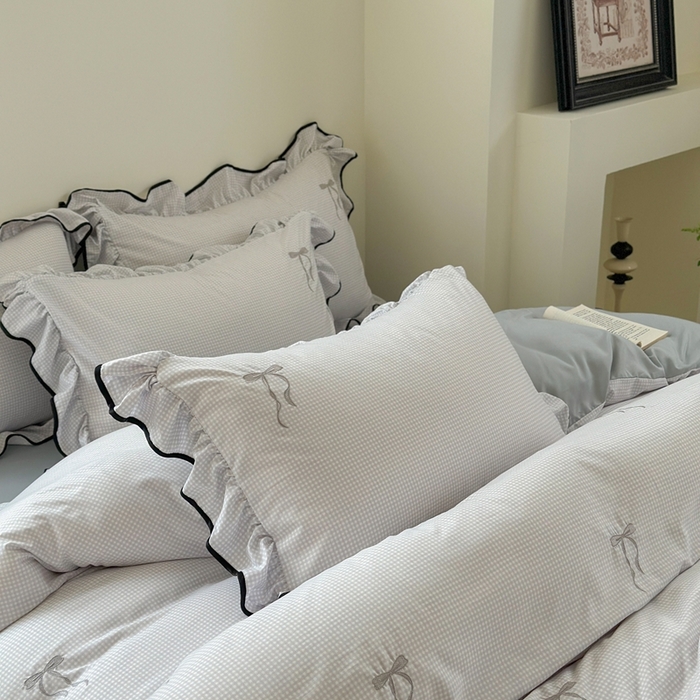 91家纺网 家纺一手货源 找家纺 优悦生活馆 2025新款水洗棉刺绣四件套-可可花园 可可花园-灰