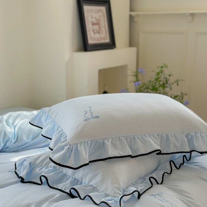 91家纺网 家纺一手货源 找家纺 优悦生活馆 2025新款水洗棉刺绣四件套-可可花园 可可花园-蓝