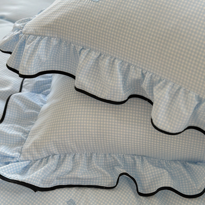 91家纺网 家纺一手货源 找家纺 优悦生活馆 2025新款水洗棉刺绣四件套-可可花园 可可花园-蓝