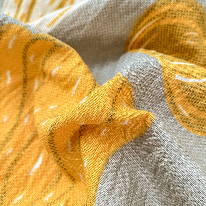 91家纺网 家纺一手货源 找家纺 丝芙妮家居（原乐视家纺） 2026新款A类皱皱纱亲肤木棉床笠-系列二福瓜-灰