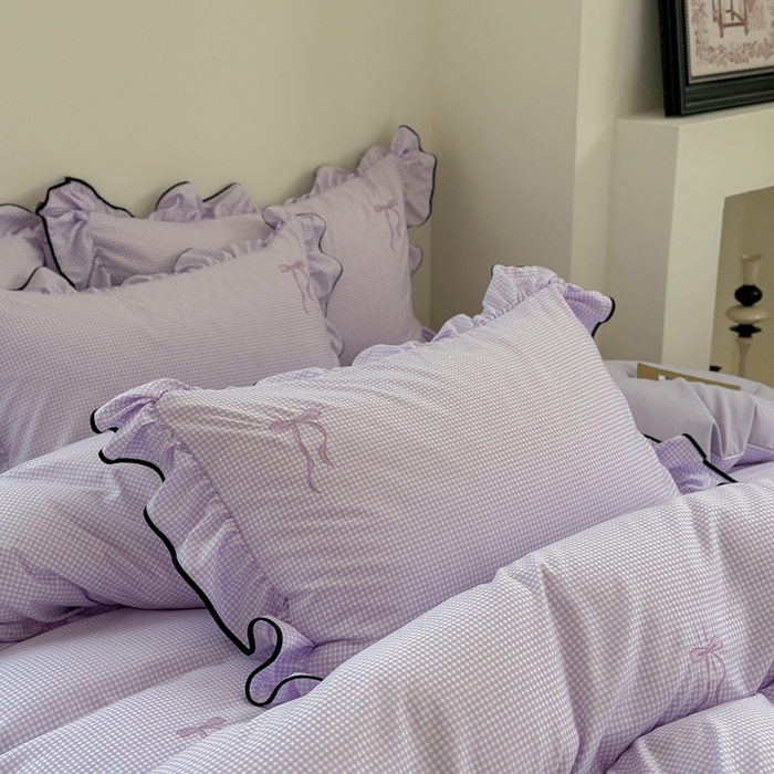 91家纺网 家纺一手货源 找家纺 优悦生活馆 2025新款水洗棉刺绣四件套-可可花园 可可花园-紫