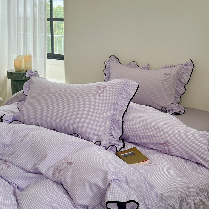 91家纺网 家纺一手货源 找家纺 优悦生活馆 2025新款水洗棉刺绣四件套-可可花园 可可花园-紫