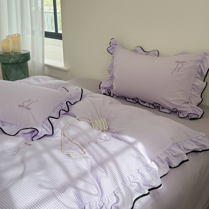 91家纺网 家纺一手货源 找家纺 优悦生活馆 2025新款水洗棉刺绣四件套-可可花园 可可花园-紫