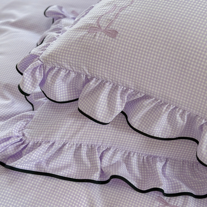 91家纺网 家纺一手货源 找家纺 优悦生活馆 2025新款水洗棉刺绣四件套-可可花园 可可花园-紫