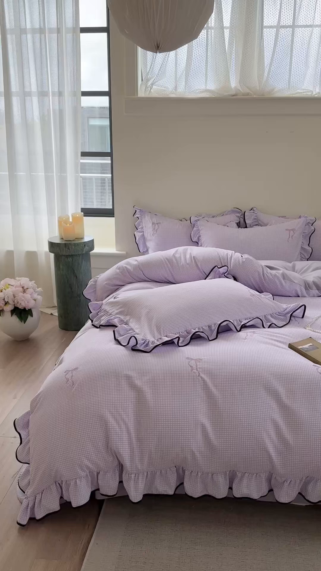 91家纺网 家纺一手货源 找家纺 优悦生活馆 2025新款水洗棉刺绣四件套-可可花园 可可花园-紫