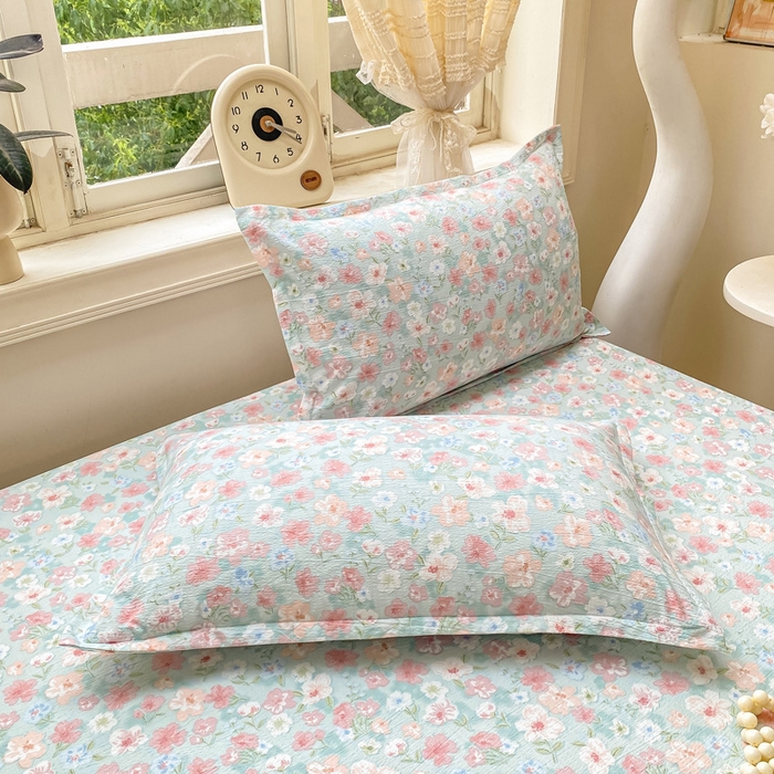 91家纺网 家纺一手货源 找家纺 丝芙妮家居（原乐视家纺） 2026新款A类皱皱纱亲肤木棉床笠-系列二兰亭