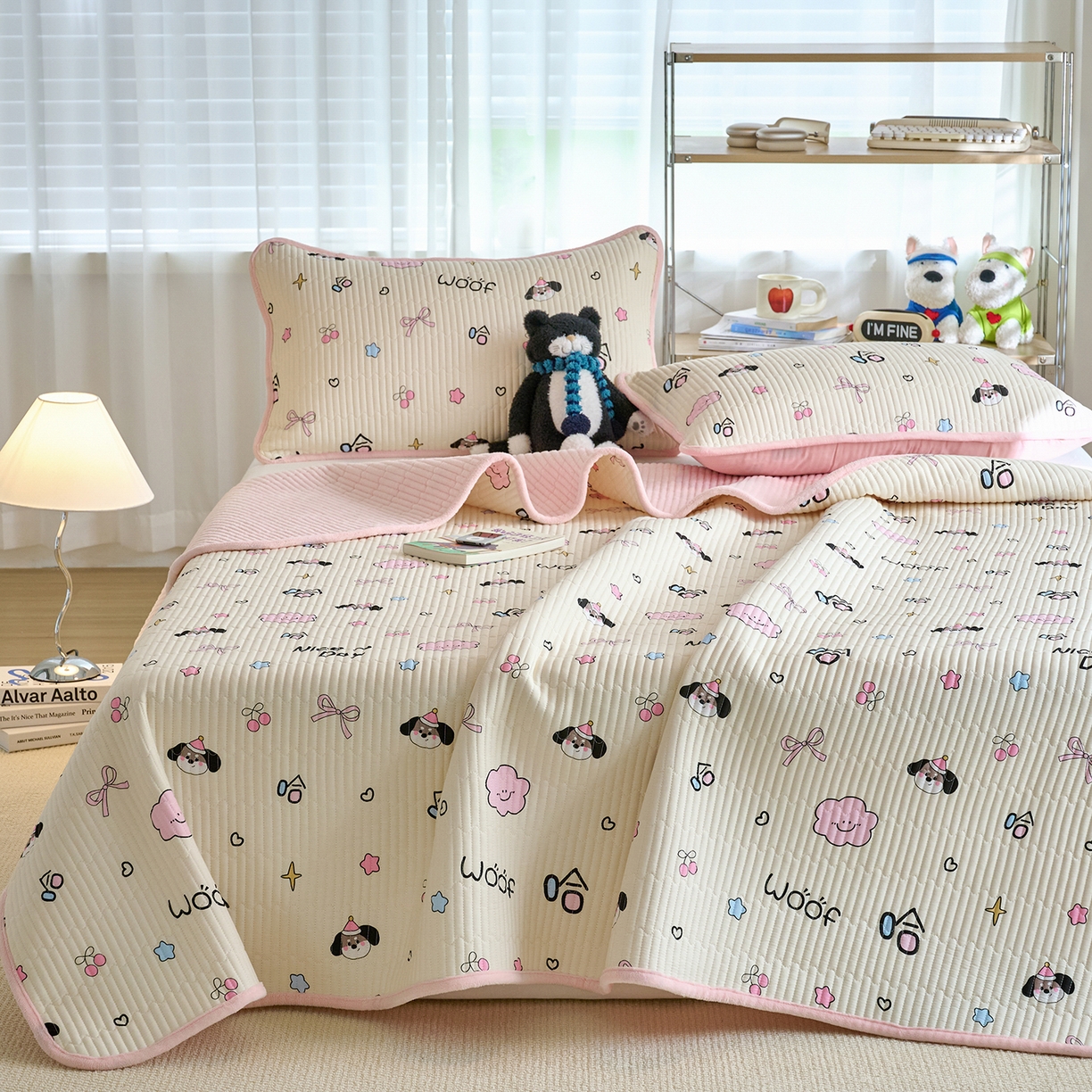 91家纺网 家纺一手货源 找家纺 X猫先生 2025新品棉加绒床盖一面全棉一面牛奶绒床盖炕盖加厚床单床垫四季款 哈哈狗（A棉B绒）