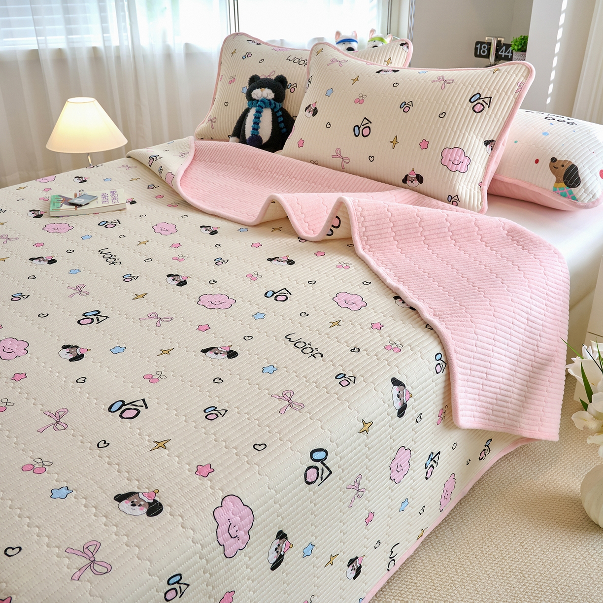 91家纺网 家纺一手货源 找家纺 X猫先生 2025新品棉加绒床盖一面全棉一面牛奶绒床盖炕盖加厚床单床垫四季款 哈哈狗（A棉B绒）