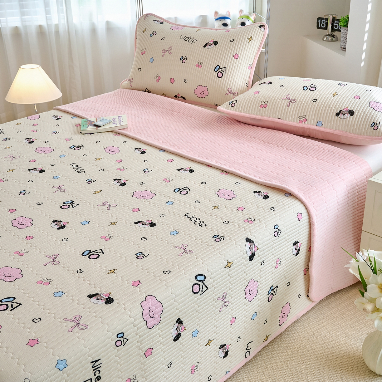 91家纺网 家纺一手货源 找家纺 X猫先生 2025新品棉加绒床盖一面全棉一面牛奶绒床盖炕盖加厚床单床垫四季款 哈哈狗（A棉B绒）