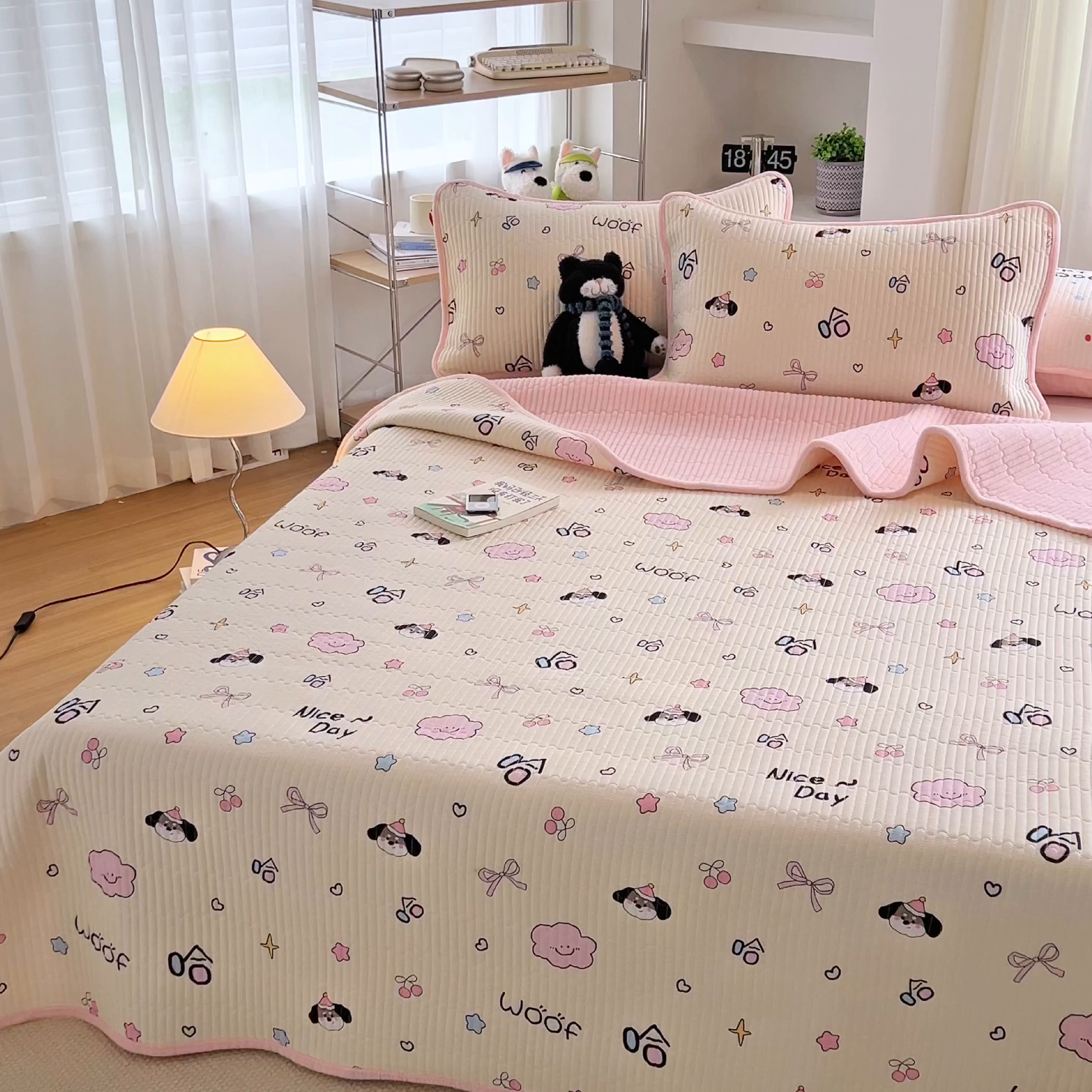 91家纺网 家纺一手货源 找家纺 X猫先生 2025新品棉加绒床盖一面全棉一面牛奶绒床盖炕盖加厚床单床垫四季款 哈哈狗（A棉B绒）