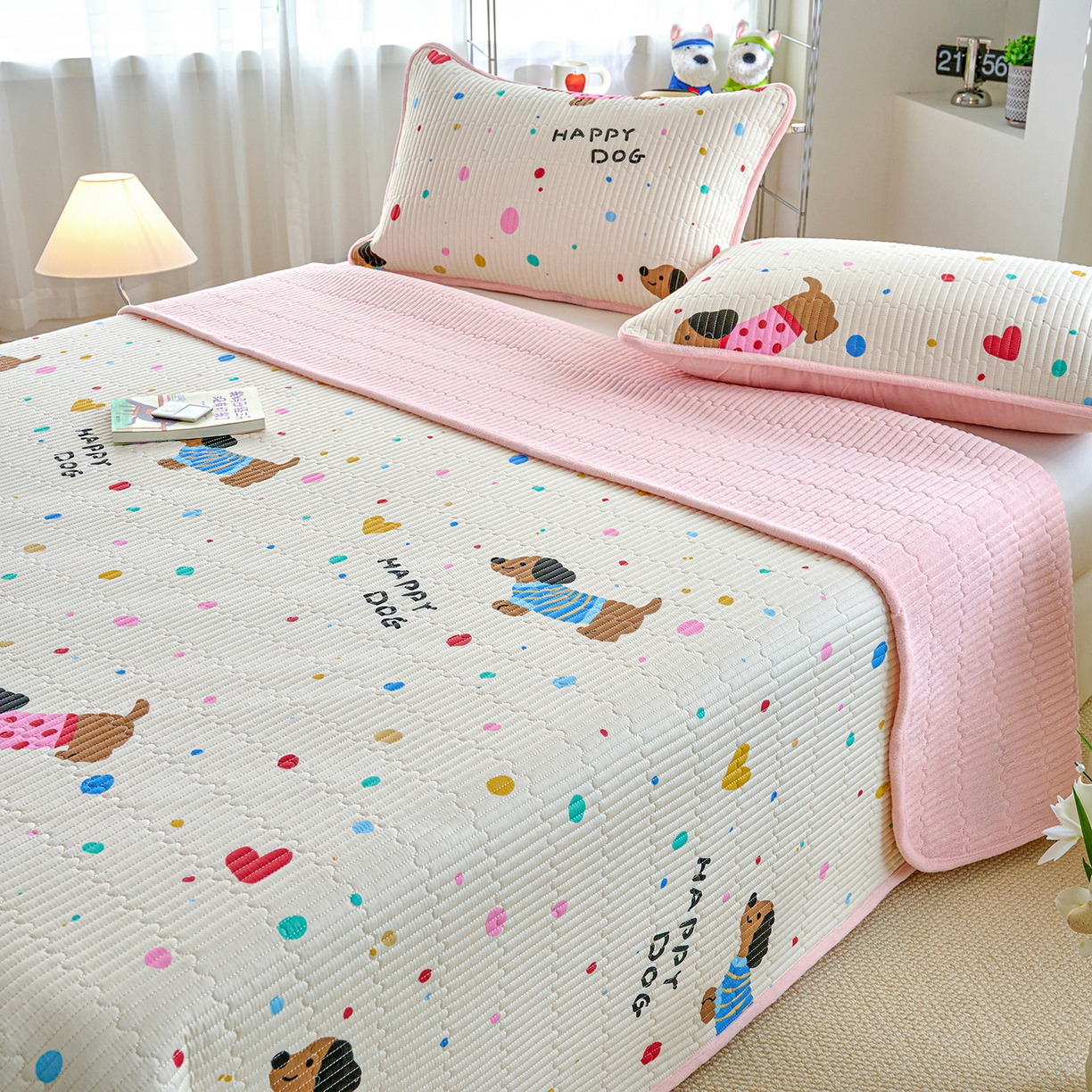 91家纺网 家纺一手货源 找家纺 X猫先生 2025新品棉加绒床盖一面全棉一面牛奶绒床盖炕盖加厚床单床垫四季款 甜心汪星人（A棉B绒）