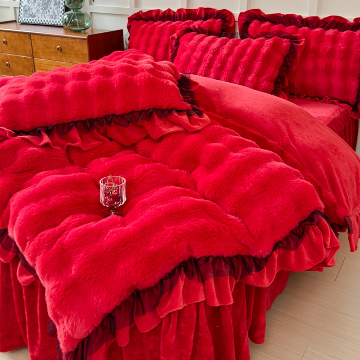 睡美人 2025新款亲肤舒适牛奶绒单品系列单被套单品被套单件被套 纯红色