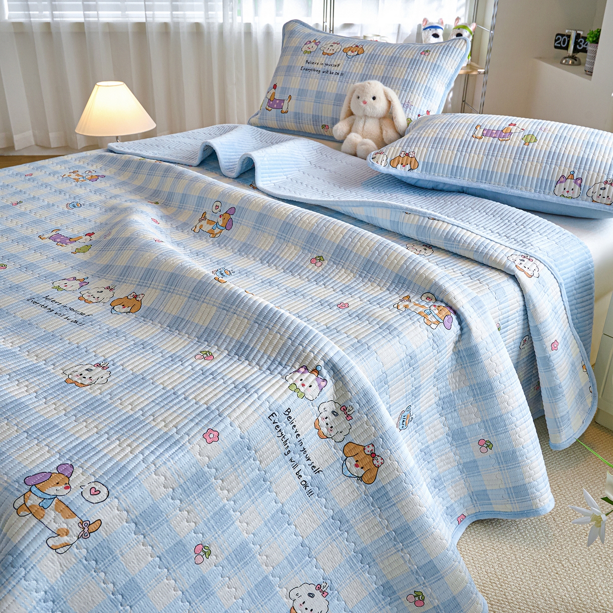 X猫先生 2025新品棉加绒床盖一面全棉一面牛奶绒床盖炕盖加厚床单床垫四季款 逗号日记（A棉B绒）