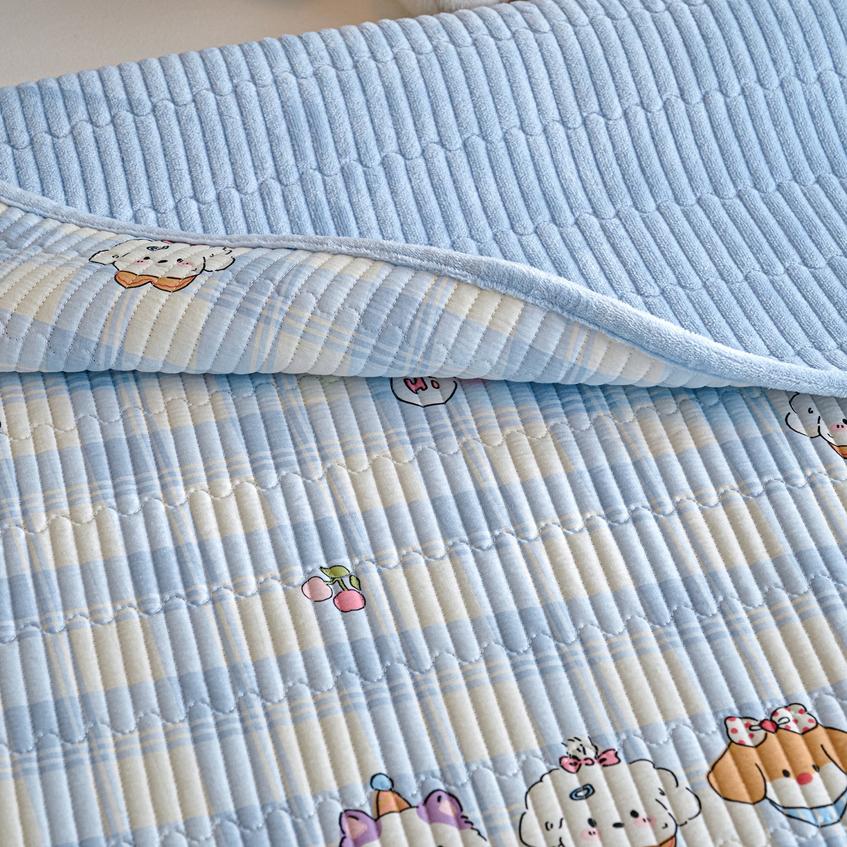 91家纺网 家纺一手货源 找家纺 X猫先生 2025新品棉加绒床盖一面全棉一面牛奶绒床盖炕盖加厚床单床垫四季款 逗号日记（A棉B绒）