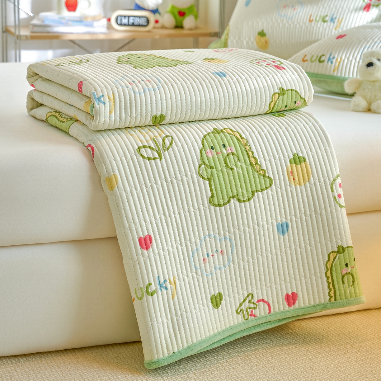 91家纺网 家纺一手货源 找家纺 X猫先生 2025新品棉加绒床盖一面全棉一面牛奶绒床盖炕盖加厚床单床垫四季款 幸运独角龙（A棉B绒）