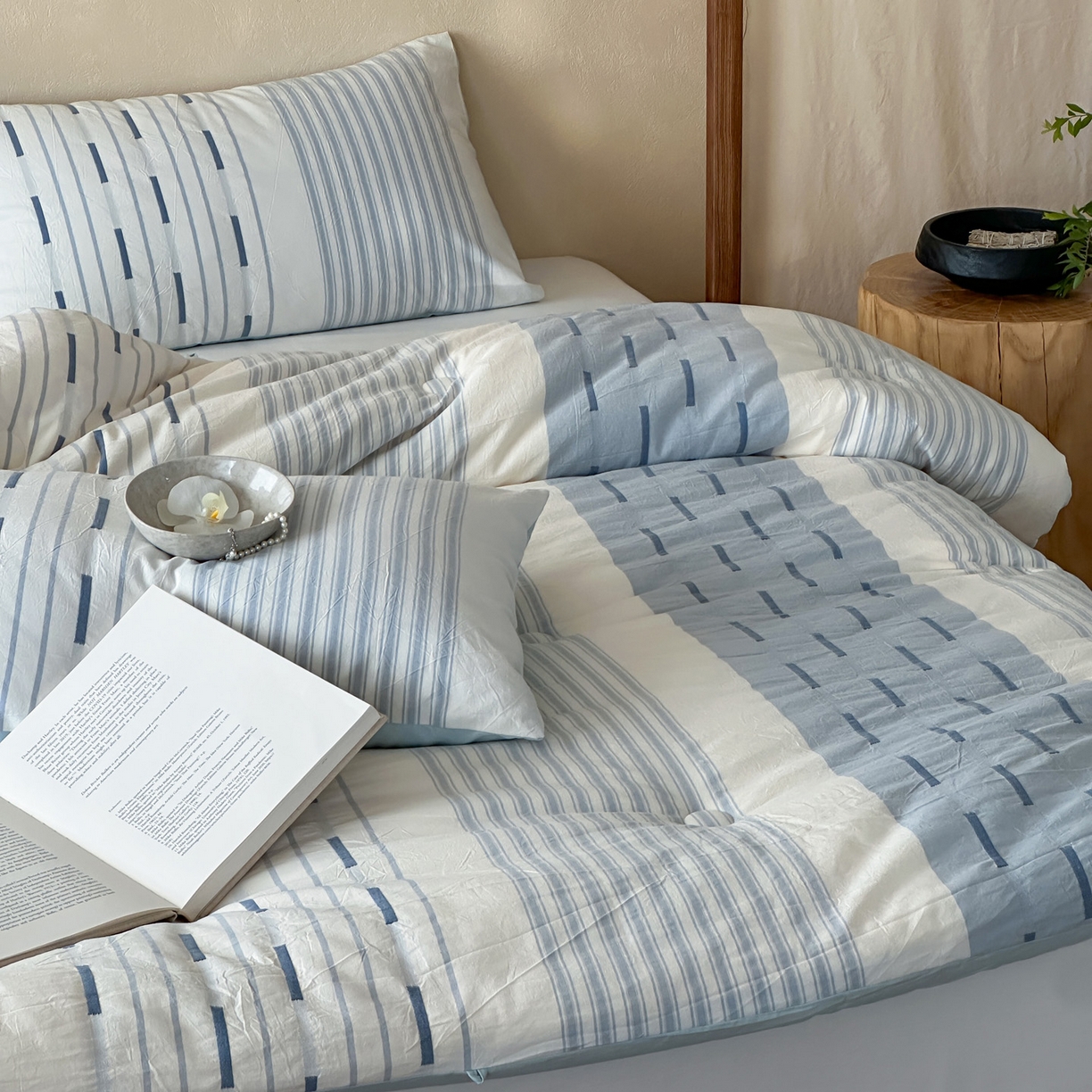 91家纺网 家纺一手货源 找家纺 （总）一加一 2025新款全棉色织简约风艾阳绒抗菌被芯