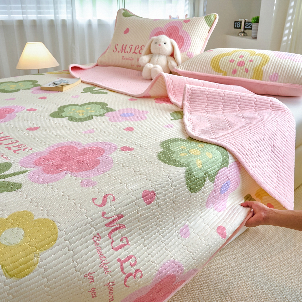 91家纺网 家纺一手货源 找家纺 X猫先生 2025新品棉加绒床盖一面全棉一面牛奶绒床盖炕盖加厚床单床垫四季款 贝利花都（A棉B绒）