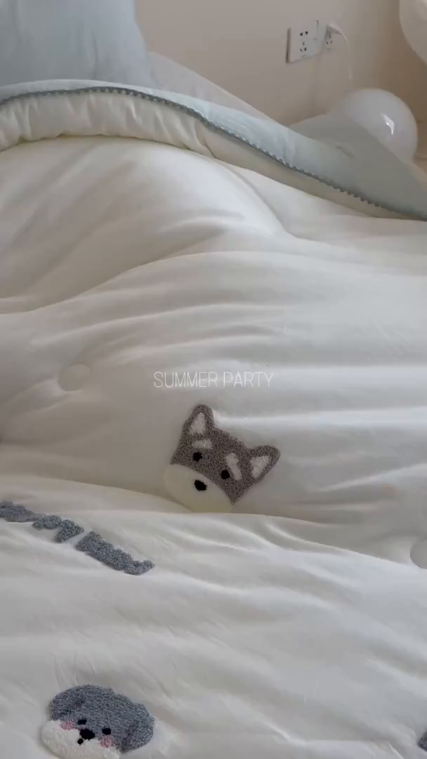 91家纺网 家纺一手货源 找家纺 （总）一加一 2025新款全棉双层皱皱纱毛巾绣抗菌大豆被芯