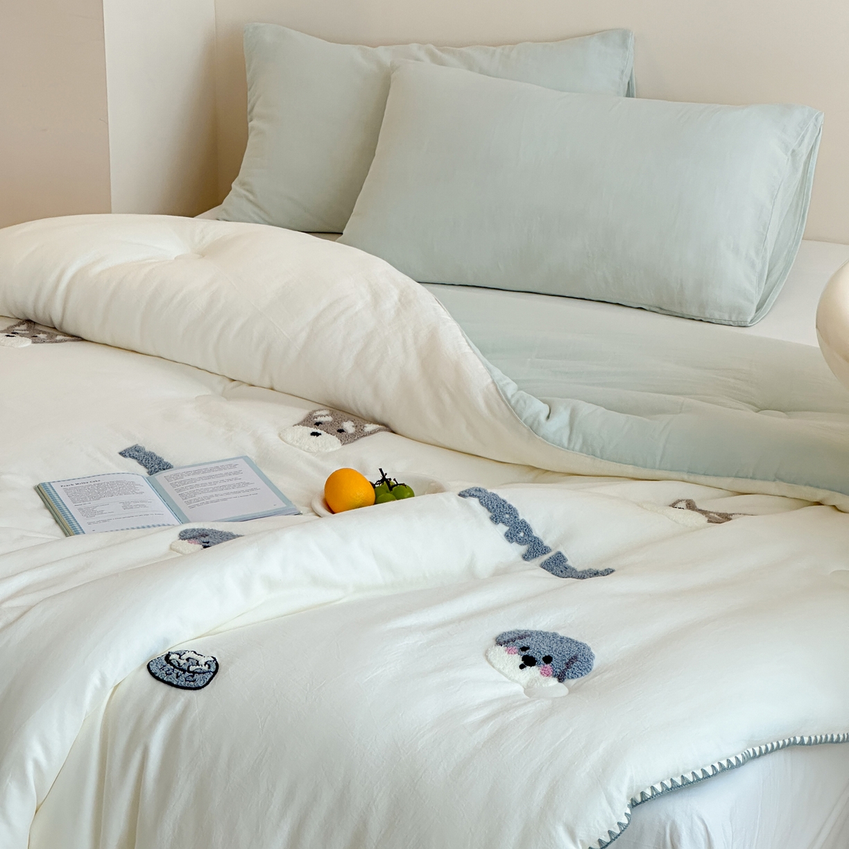 91家纺网 家纺一手货源 找家纺 （总）一加一 2025新款全棉双层皱皱纱毛巾绣抗菌大豆被芯