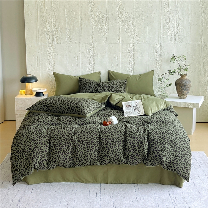 佰亿莱 2026新款棉麻双层纱四件套 豹纹